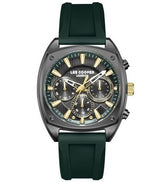 Lee Cooper Men's  Multifunction  Watch Gun Dial With Dark Green Silicone Strap,LC08237.065
